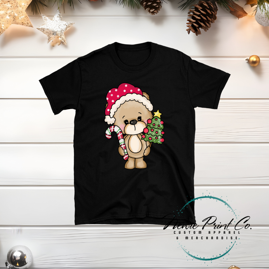 Bear with Candy Cane - Christmas T-shirt