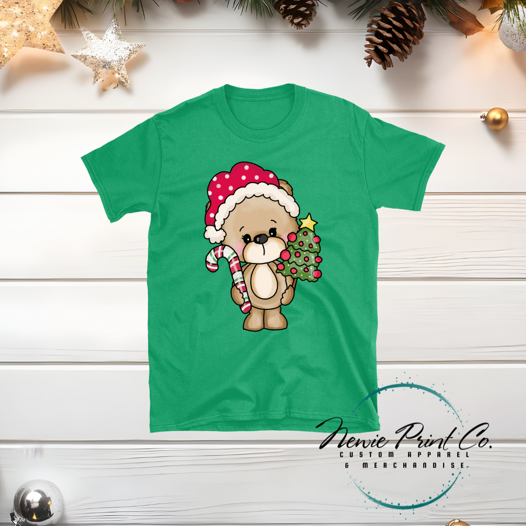 Bear with Candy Cane - Christmas T-shirt