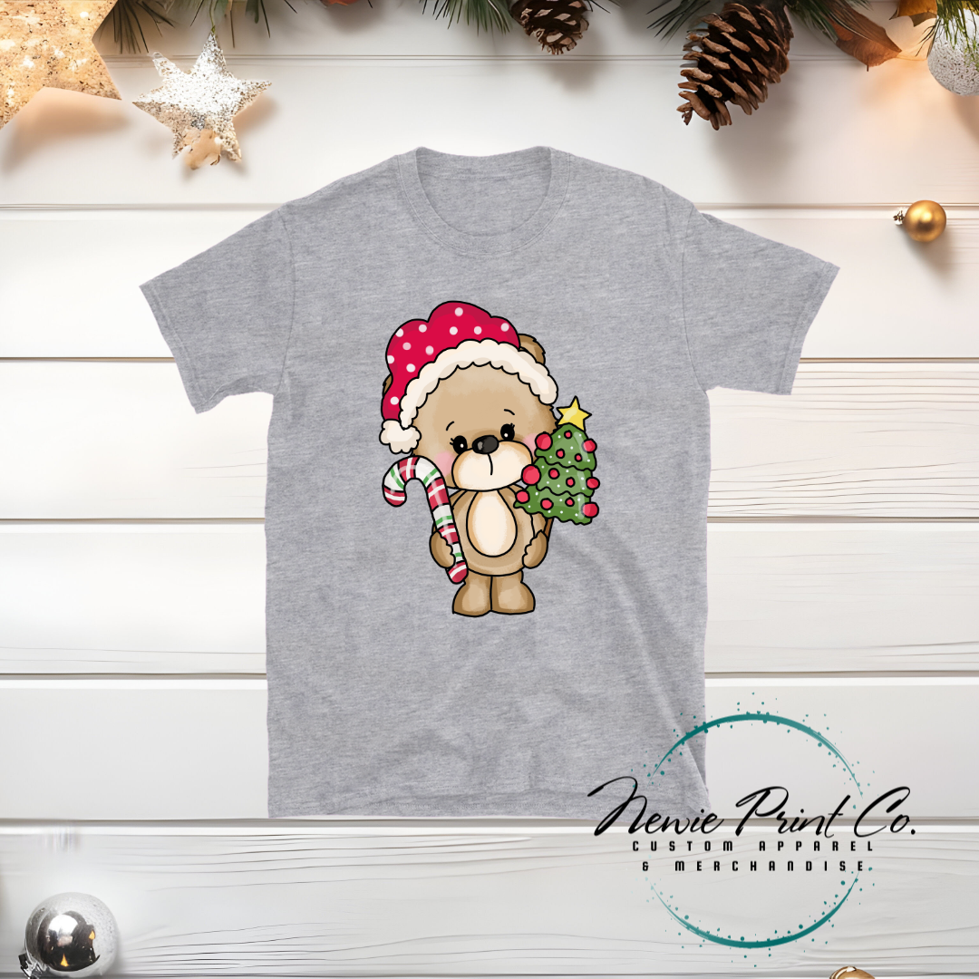 Bear with Candy Cane - Christmas T-shirt