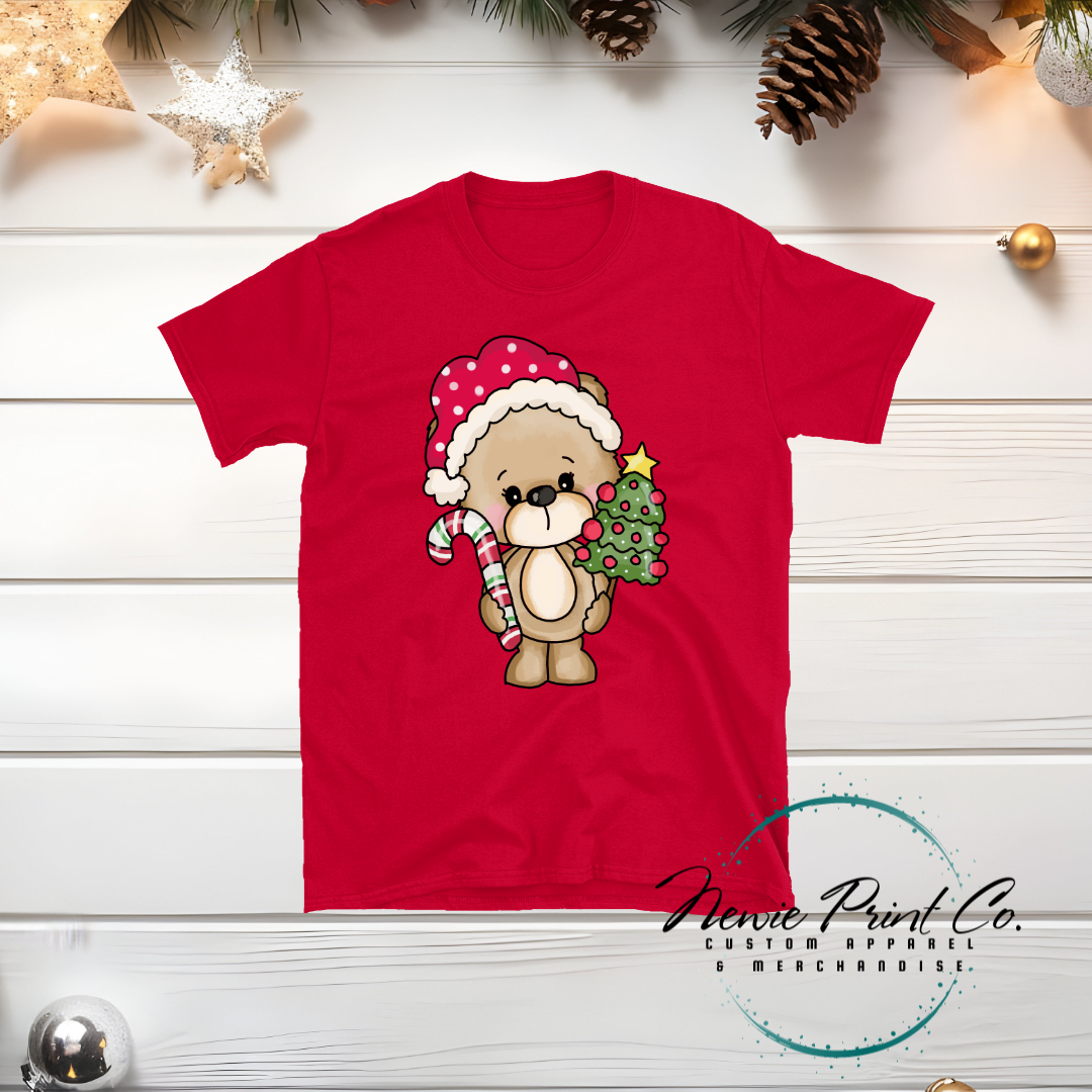 Bear with Candy Cane - Christmas T-shirt