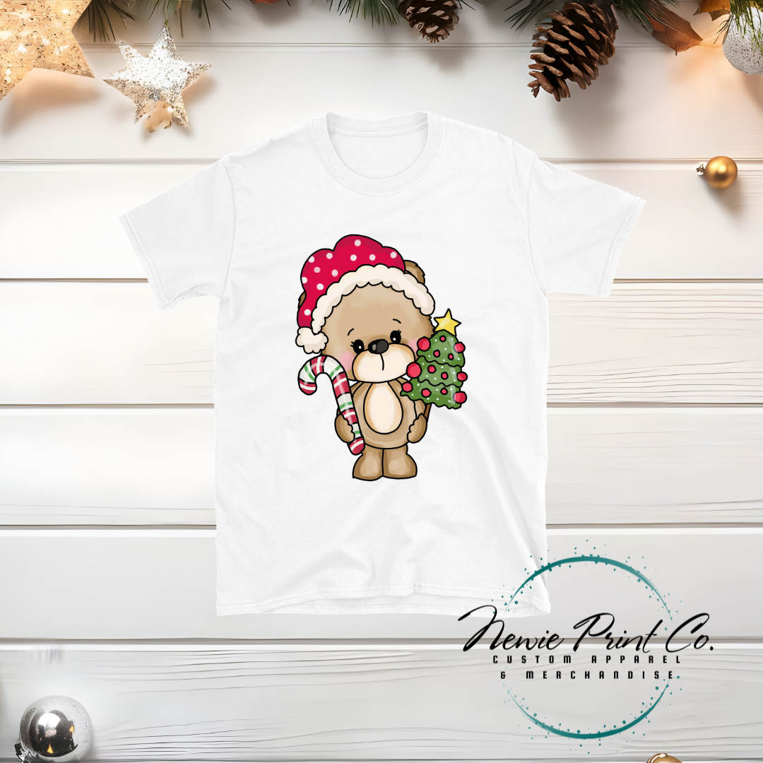 Bear with Candy Cane - Christmas T-shirt