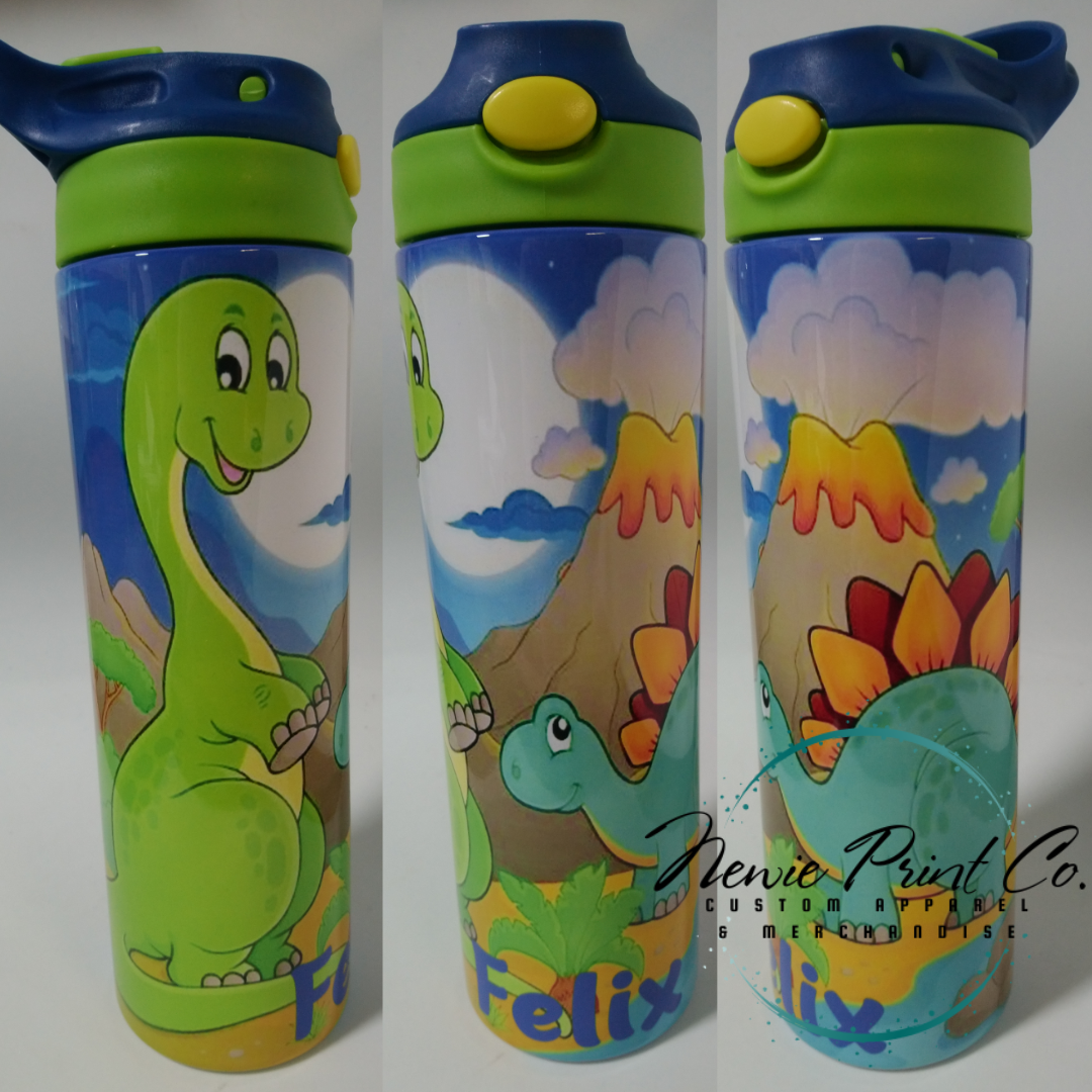 Brontosaurus Dinosaur - Insulated 20oz Kids Flip Top Drink Bottles - Printed