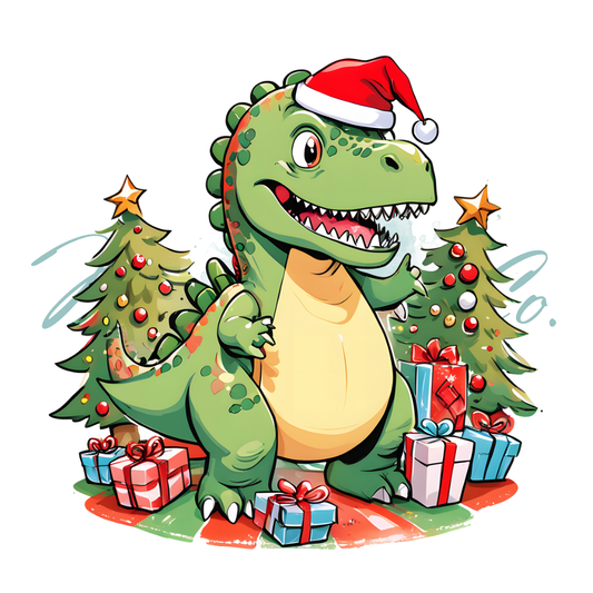 DTF Print - Christmas Dino 2