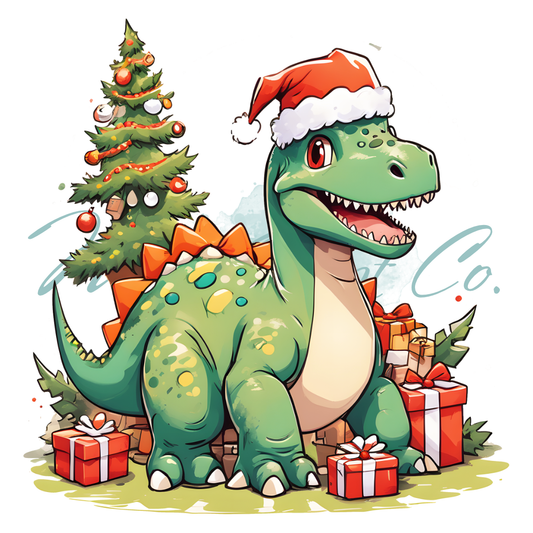 DTF Print - Christmas Dino 3