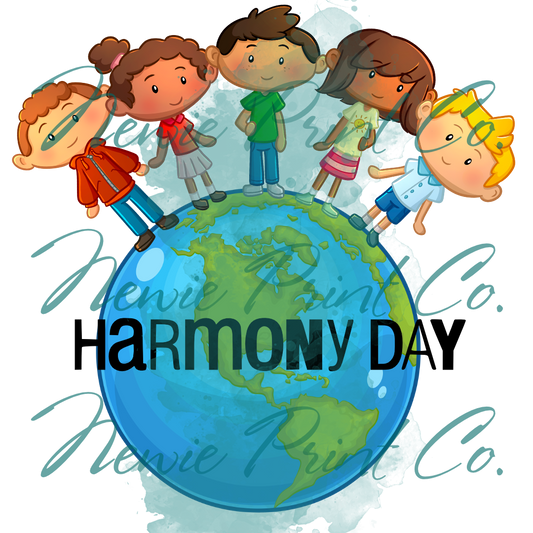 DTF Print - Harmony Day - Children of the World Black Logo