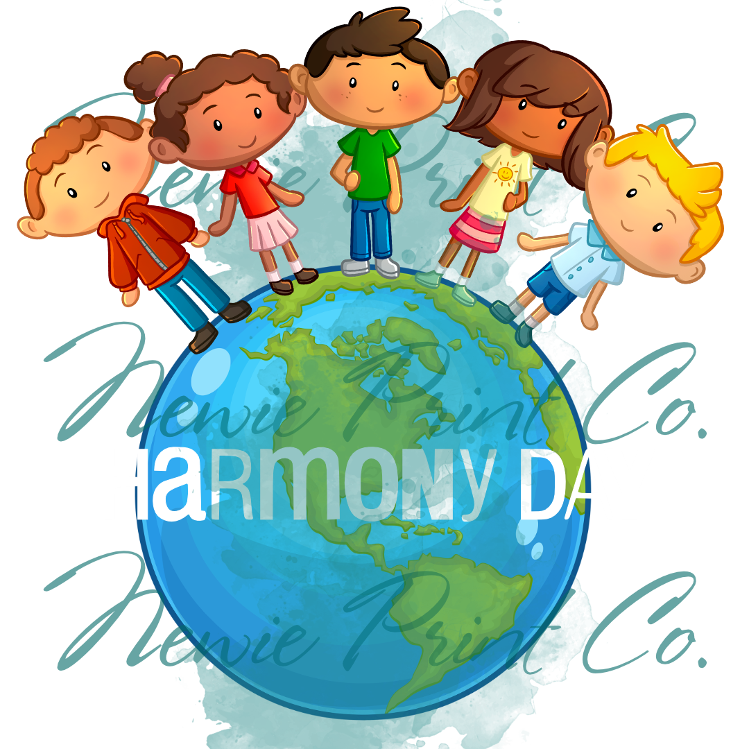 DTF Print - Harmony Day - Children of the World White Logo