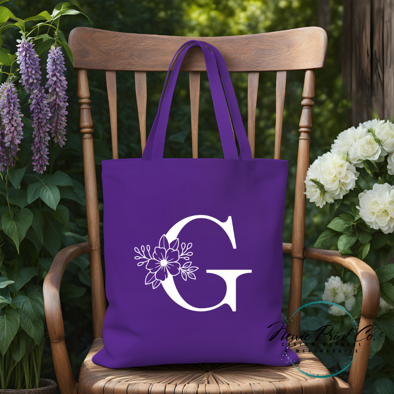 Monogram Initial Name - Personalized Tote/Library Bags