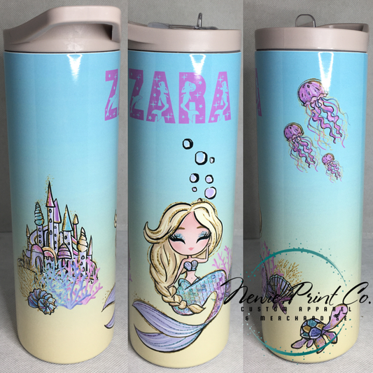 Mermaid - Insulated 20oz Kids Flip Top Drink Bottles - Printed