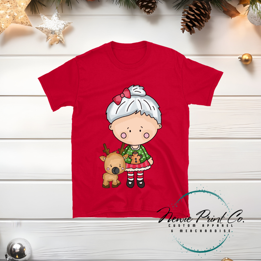 Mrs Claus & Reindeer - Christmas T-shirt