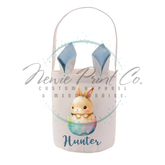 Easter Personalized Tote Bag - Blue Bunny Egg