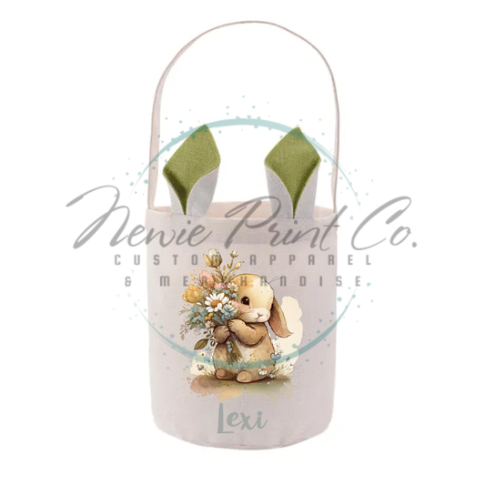 Easter Personalized Tote Bag - Flower Bunny