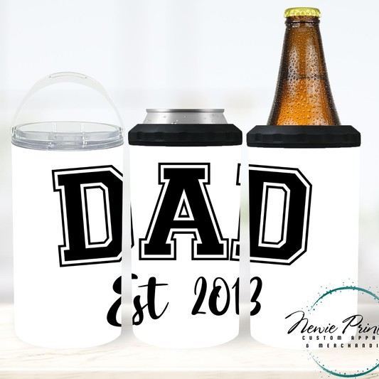 Dad Est - 16oz Printed Insulated 4in1 Can Cooler/Tumblers