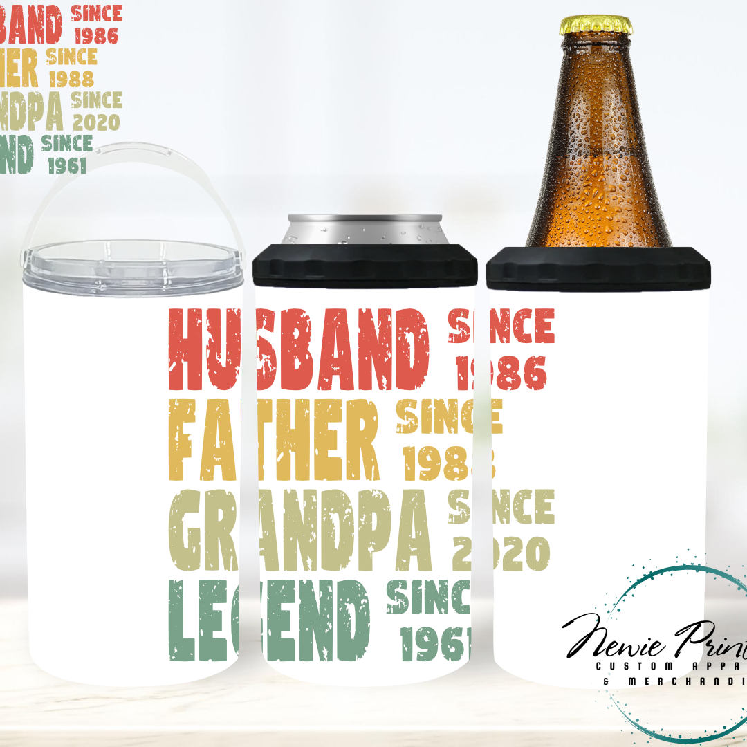 Husband Father Grandpa Legend - 16oz Printed Insulated 4in1 Can Cooler/Tumblers