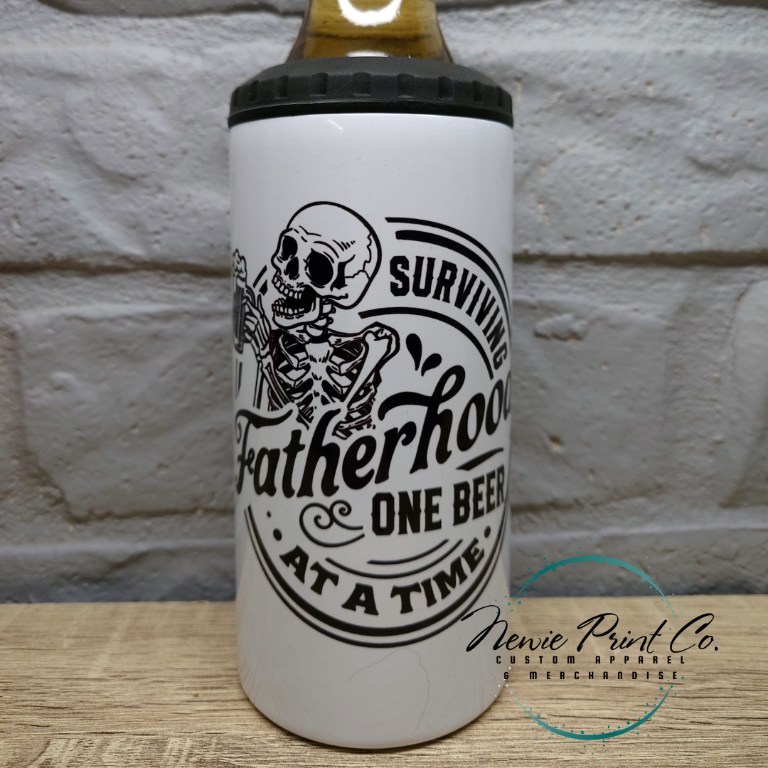 Surviving Fatherhood One Beer at a Time - 16oz Printed Insulated 4in1 Can Cooler/Tumblers