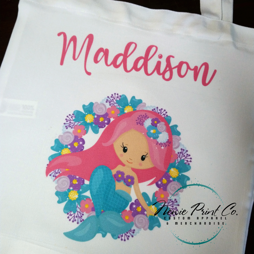 Mermaid Wreath - Personalized Tote/Library Bag