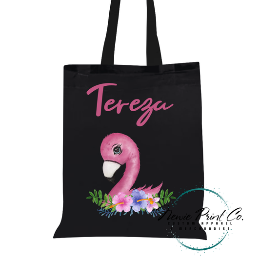 Flamingo - Personalized Tote/Library Bag