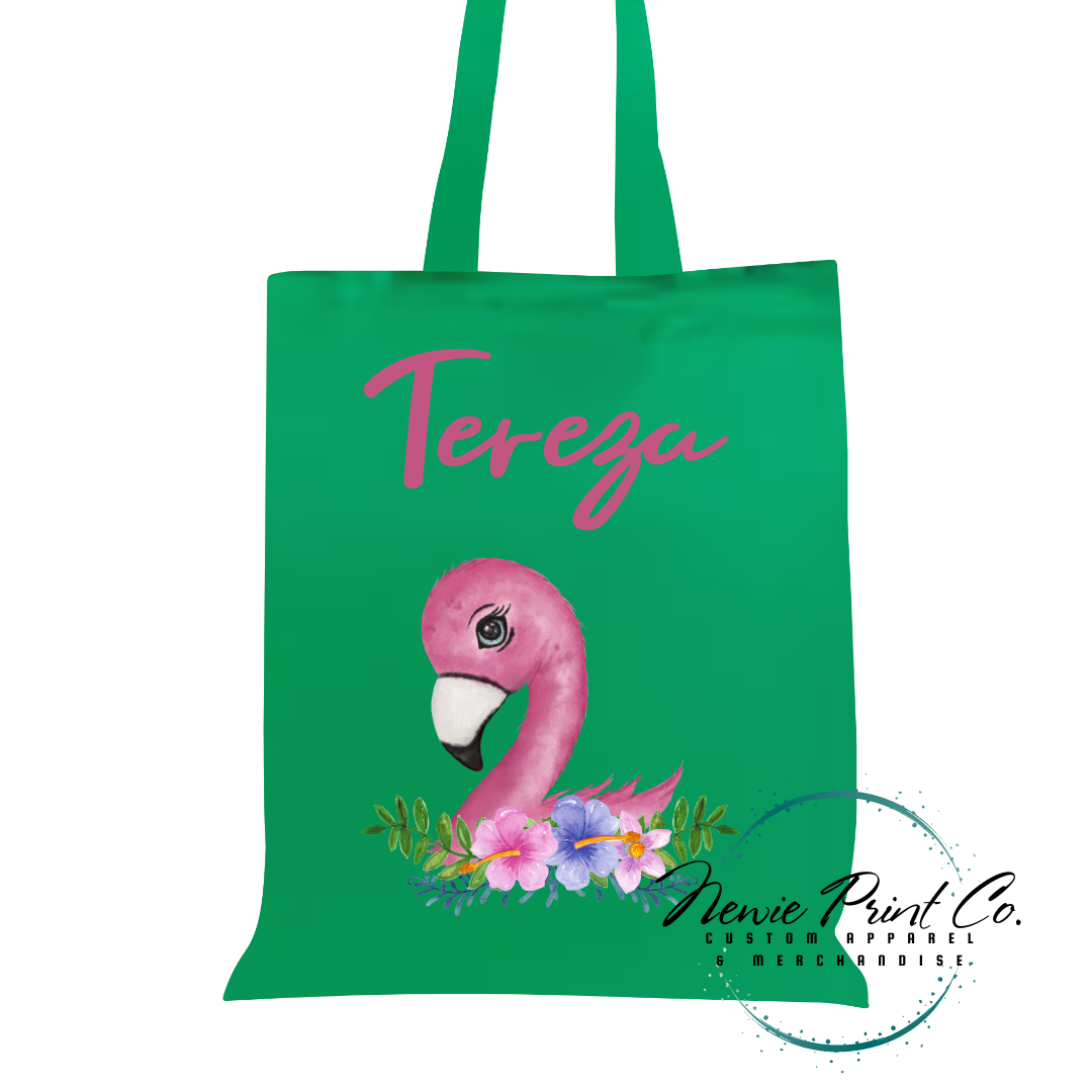 Flamingo - Personalized Tote/Library Bag