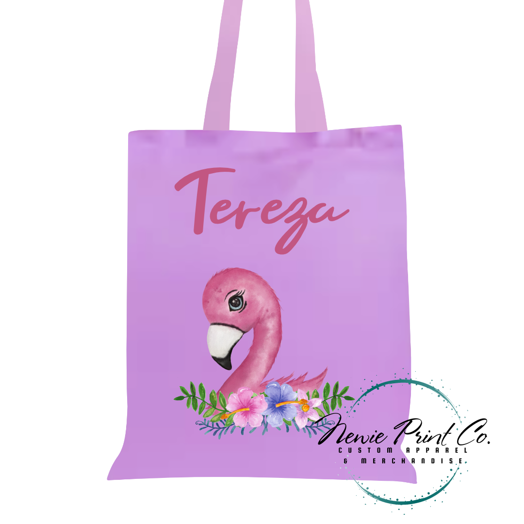 Flamingo - Personalized Tote/Library Bag