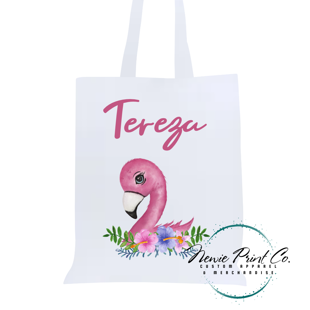 Flamingo - Personalized Tote/Library Bag