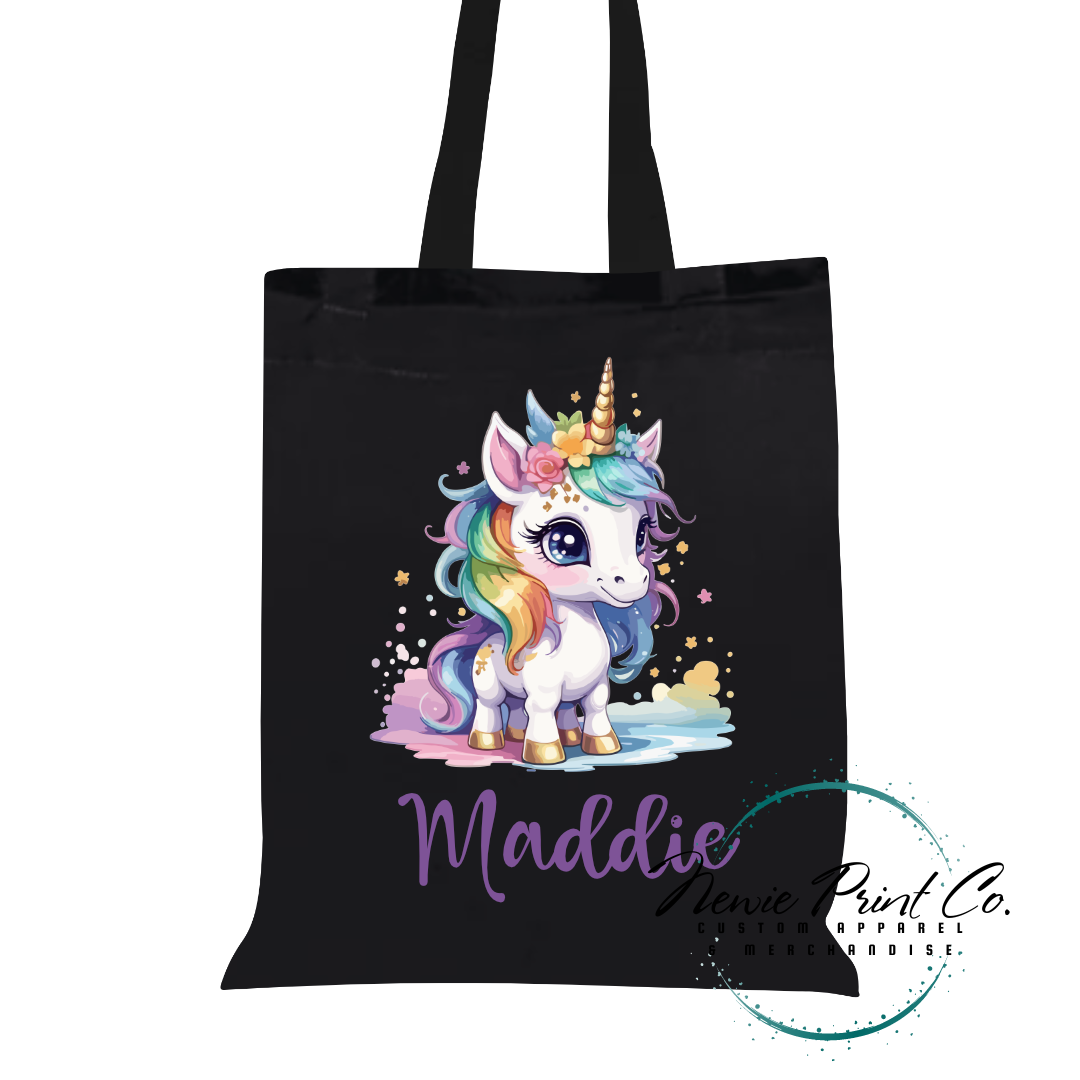 Bright Unicorn - Personalized Tote/Library Bag