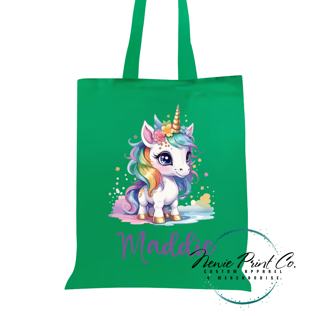 Bright Unicorn - Personalized Tote/Library Bag