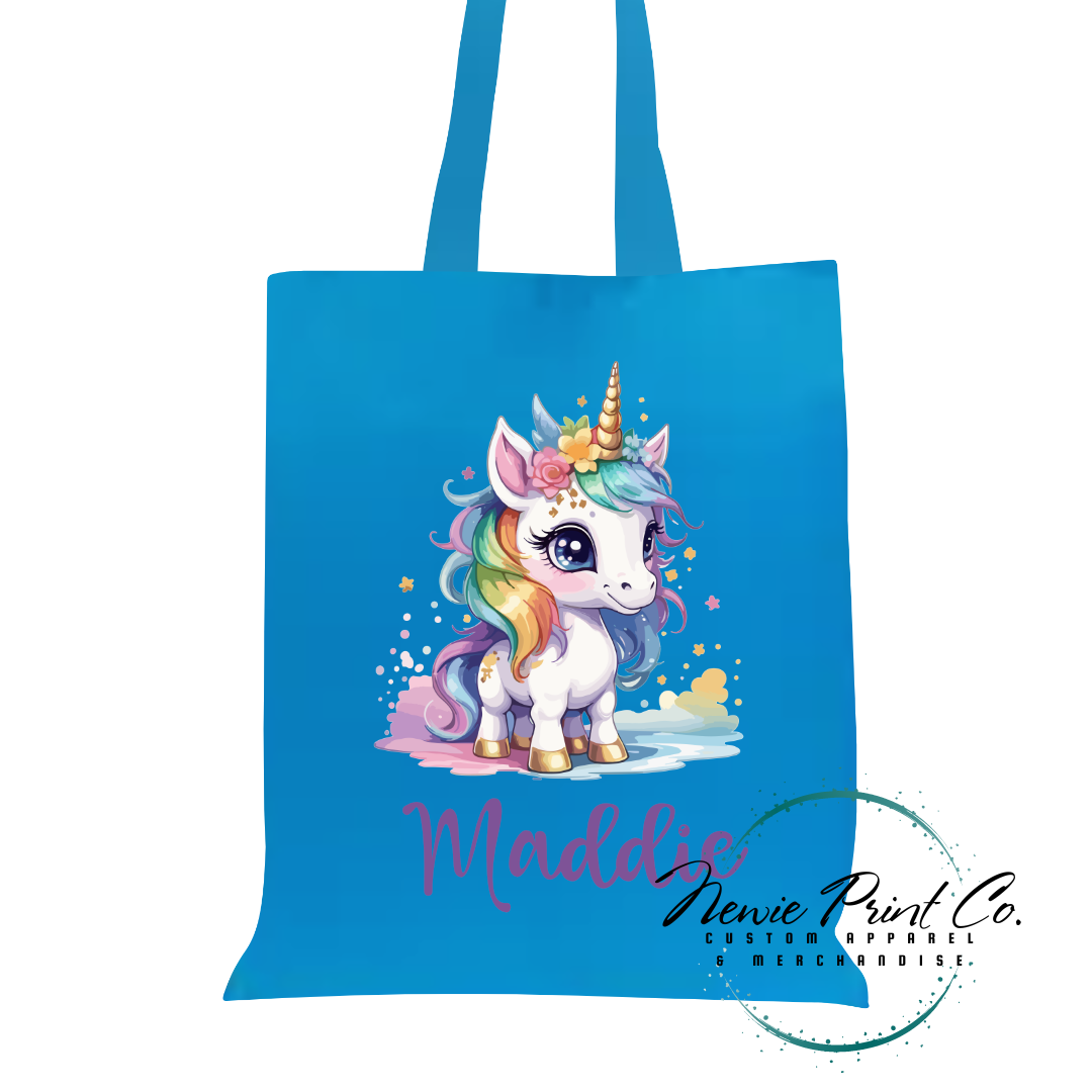 Bright Unicorn - Personalized Tote/Library Bag