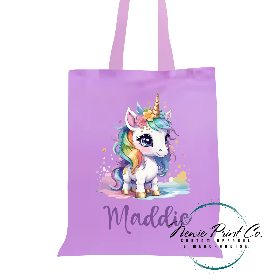 Bright Unicorn - Personalized Tote/Library Bag