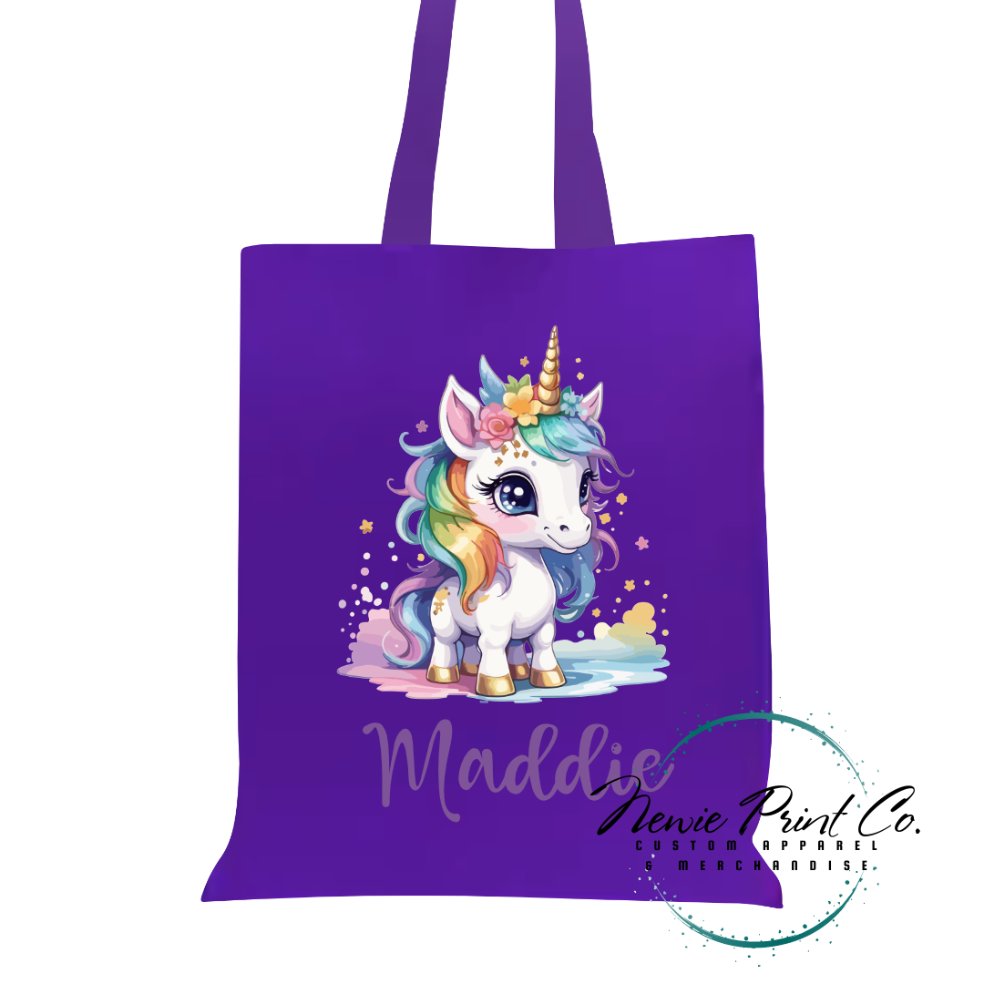 Bright Unicorn - Personalized Tote/Library Bag