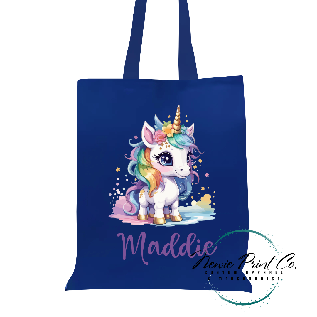 Bright Unicorn - Personalized Tote/Library Bag