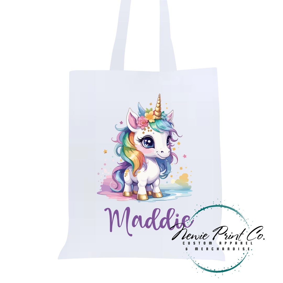 Bright Unicorn - Personalized Tote/Library Bag