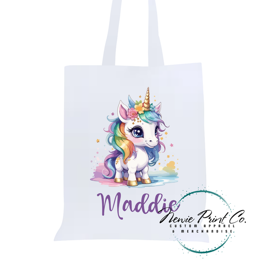 Bright Unicorn - Personalized Tote/Library Bag