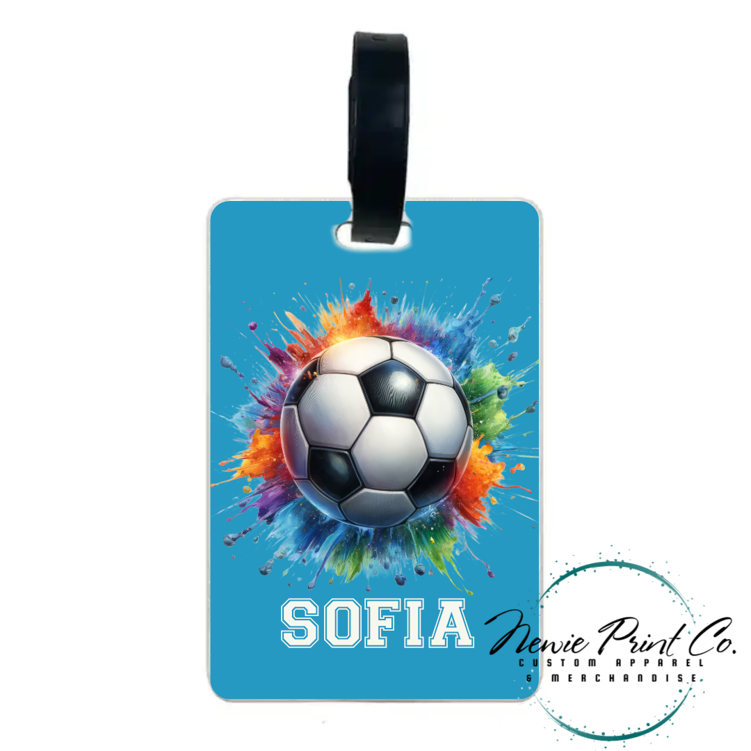 Soccer Blue - PU Leather Keyrings/Bagtags