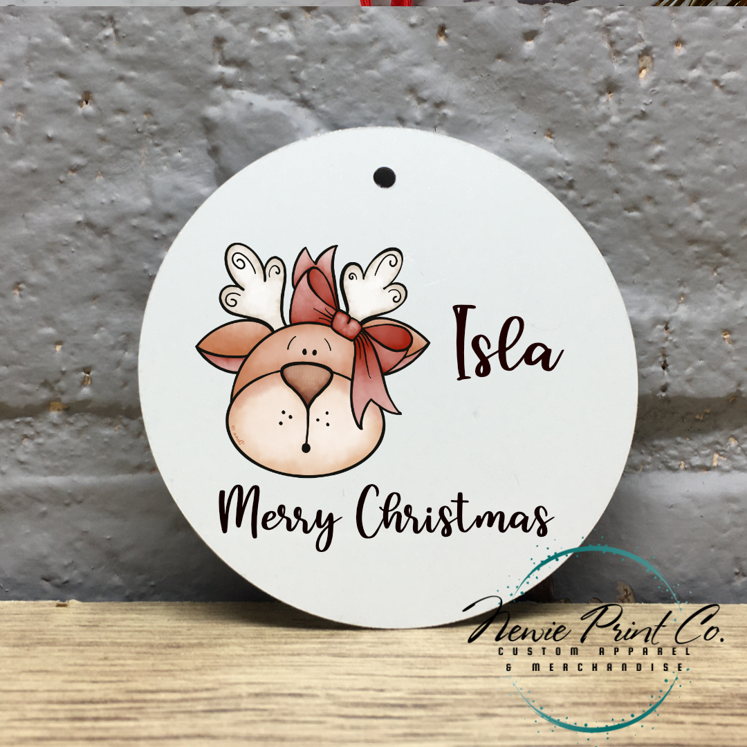 Reindeer Face Personalised  Ornament Christmas - Christmas Keepsake