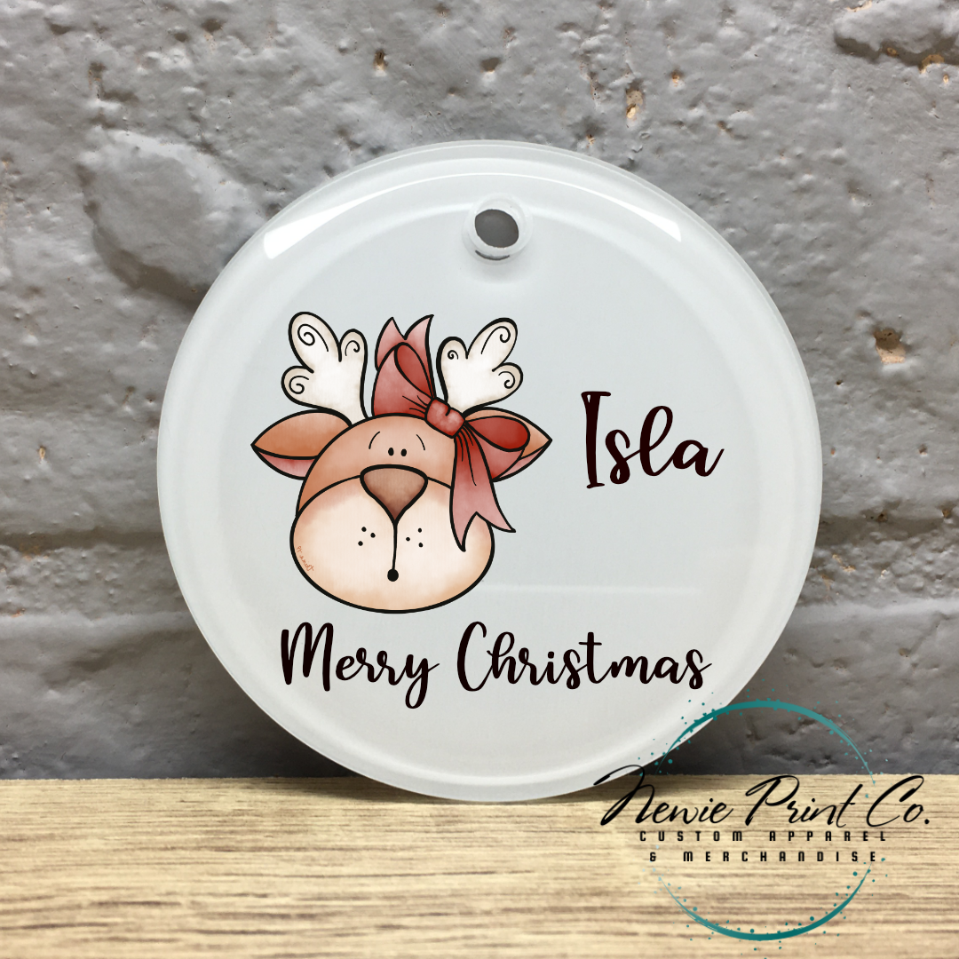 Reindeer Face Personalised  Ornament Christmas - Christmas Keepsake