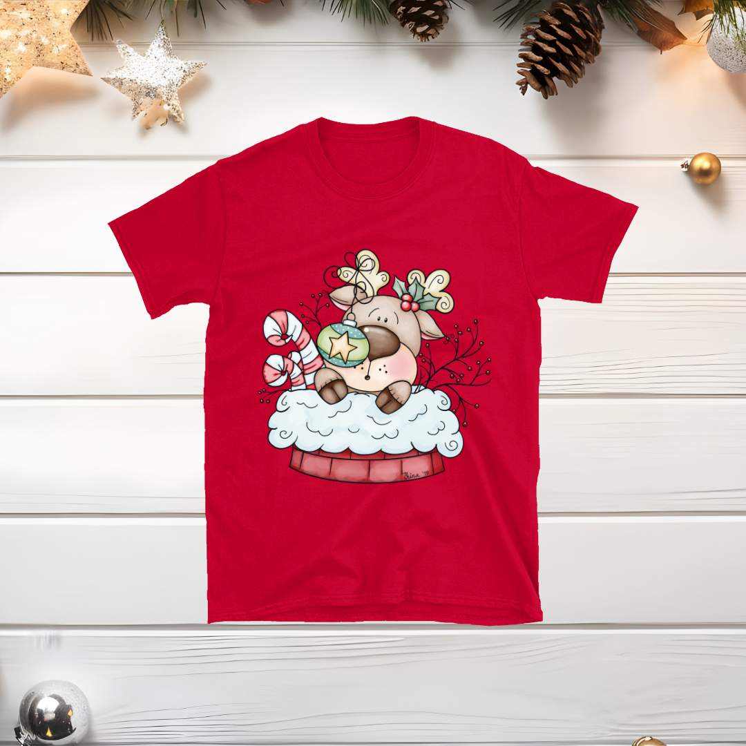 Reindeer in a Chimney - Christmas T-shirt