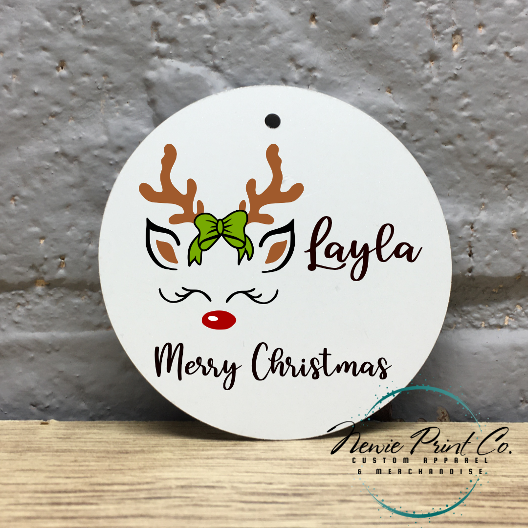 Reindeer with Bow Personalised Ornament Christmas - Christmas Keepsake