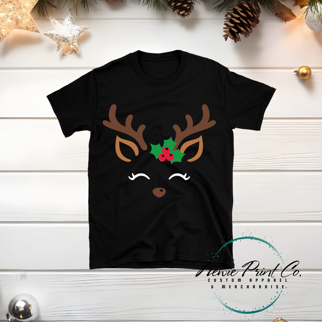 Reindeer with Holly - Christmas T-shirt