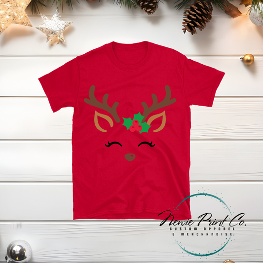 Reindeer with Holly - Christmas T-shirt