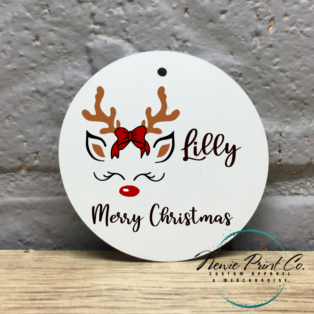 Reindeer with Bow Personalised Ornament Christmas - Christmas Keepsake