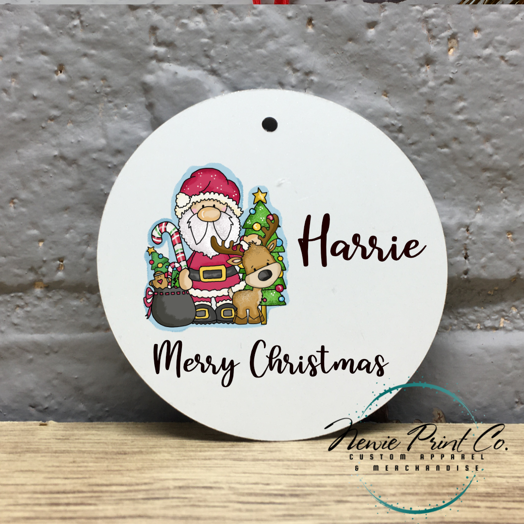 Personalised Ornament Christmas Santa and Reindeer - Christmas Keepsake