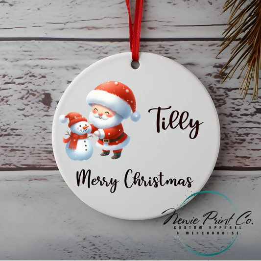 Personalised Ornament Christmas Santa and Snowman - Christmas Keepsake