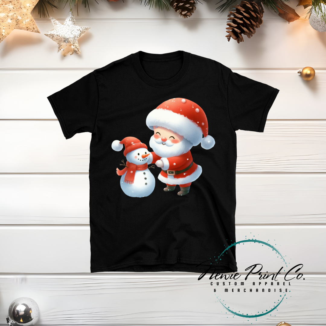 Santa and Snowman - Christmas T-shirt