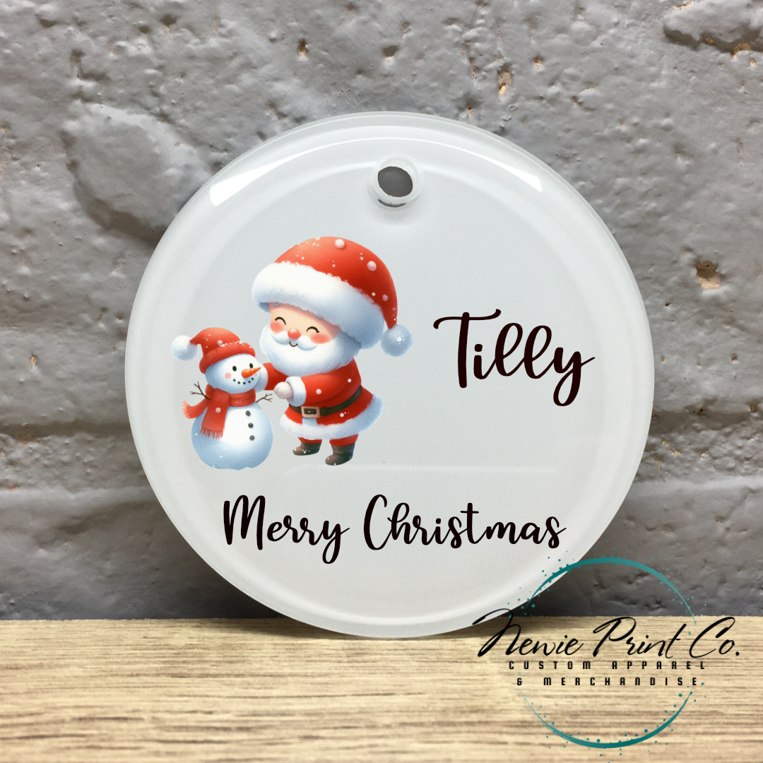 Personalised Ornament Christmas Santa and Snowman - Christmas Keepsake