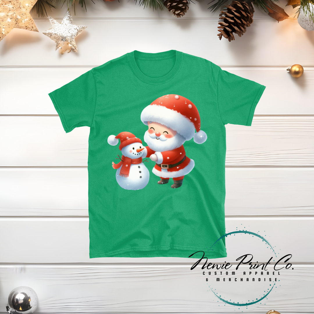 Santa and Snowman - Christmas T-shirt