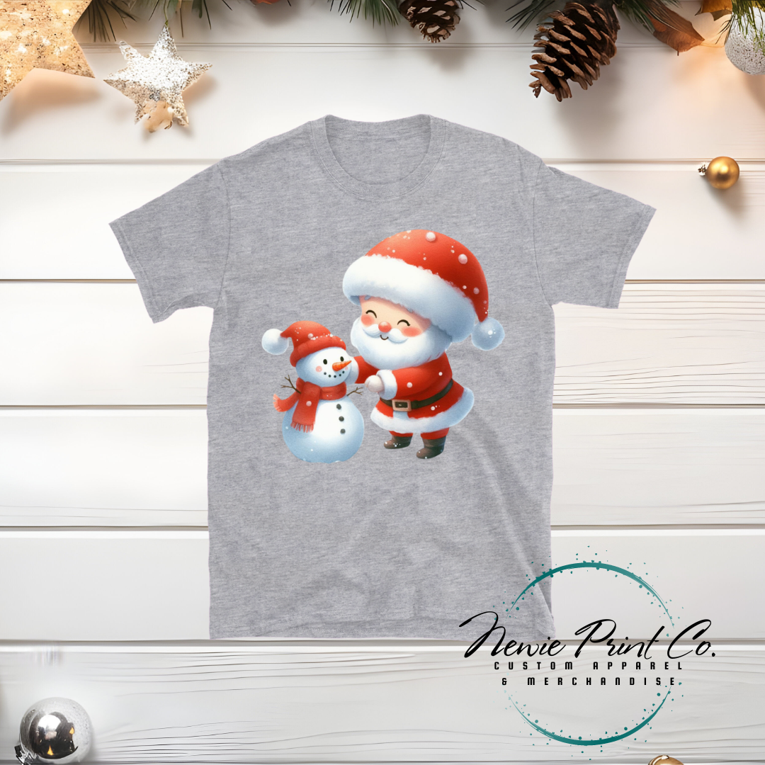 Santa and Snowman - Christmas T-shirt