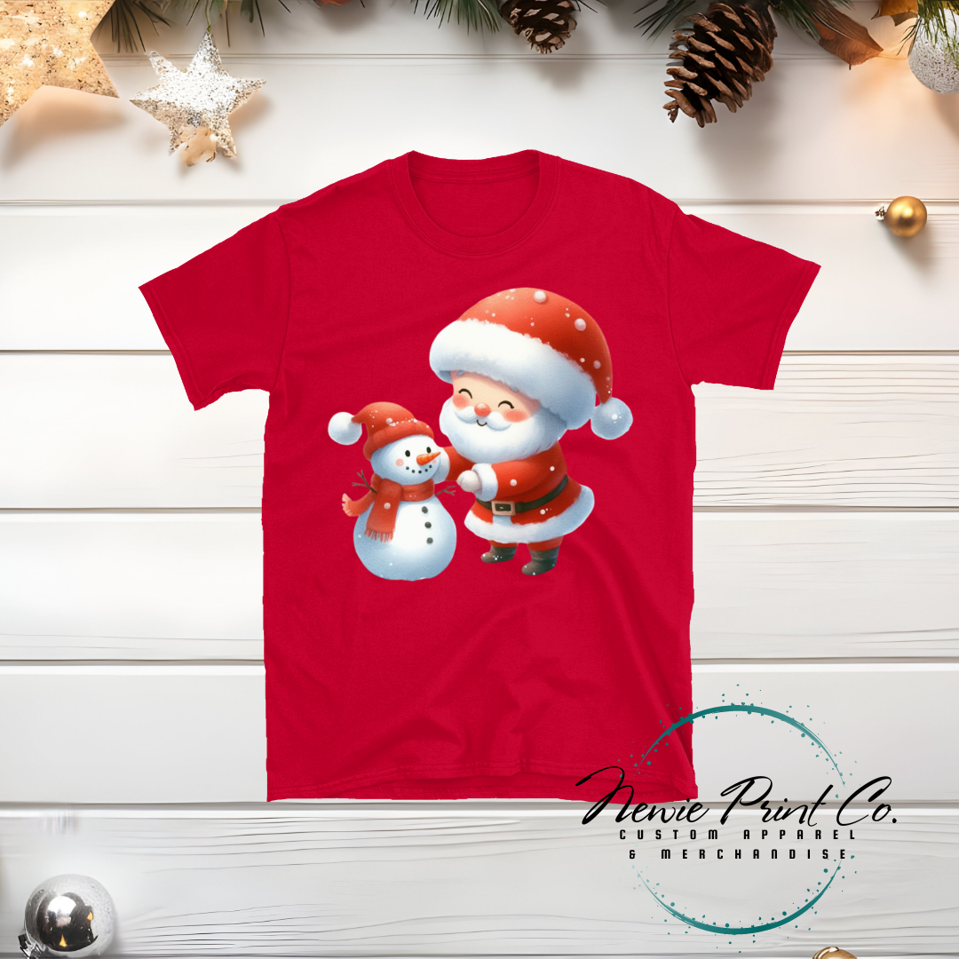 Santa and Snowman - Christmas T-shirt