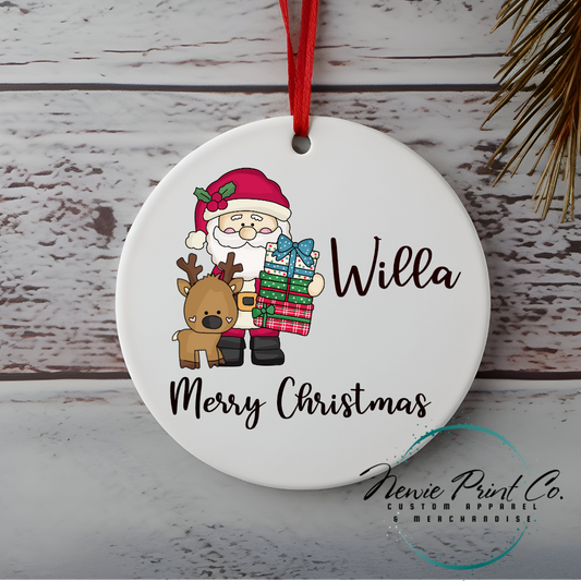 Personalised Ornament Christmas Santa with Presents - Christmas Keepsake