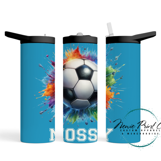 Soccer Blue - Insulated Drink Bottles - Printed