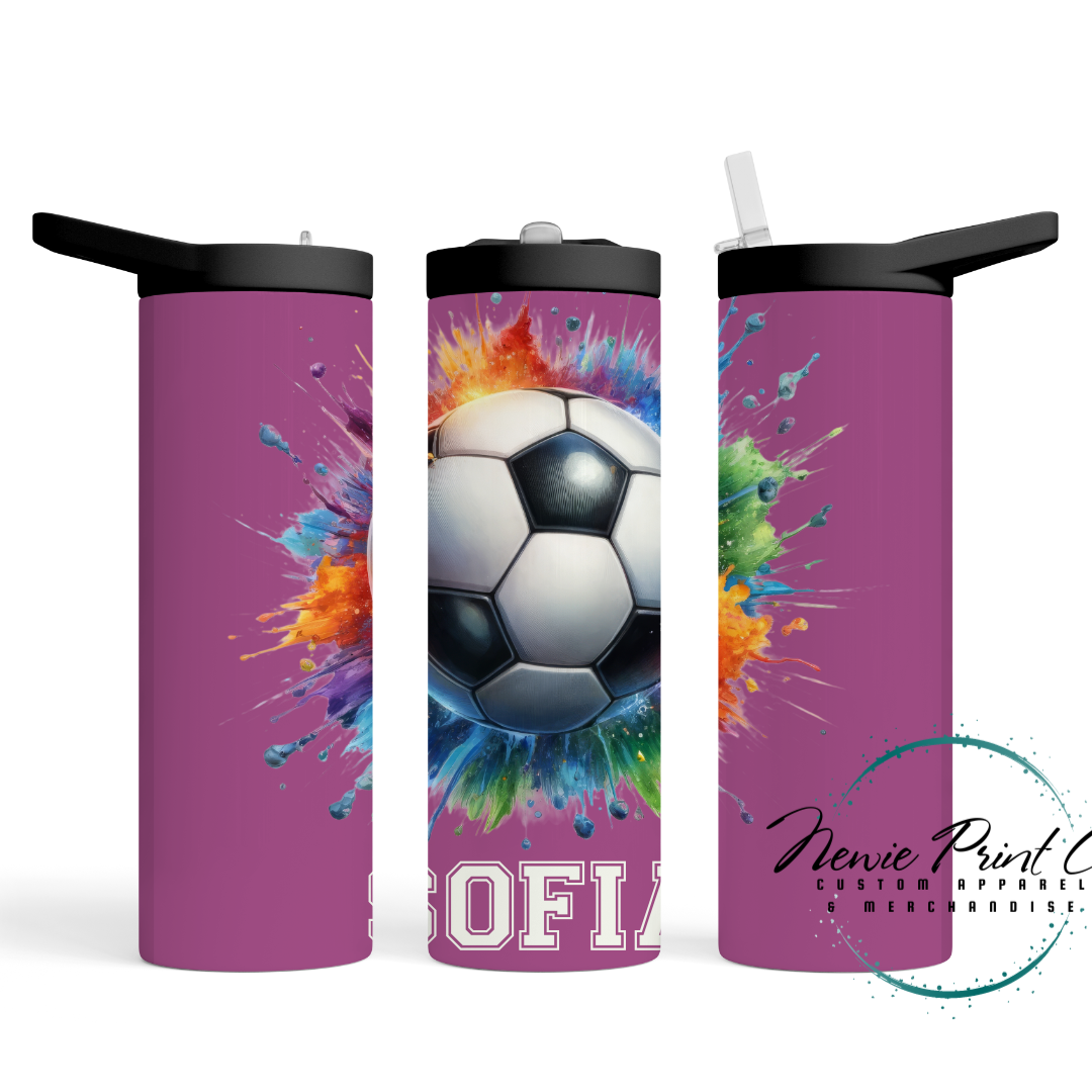 Soccer Pink - Insulated Drink Bottles - Printed