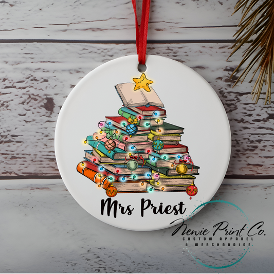 Personalised Teacher Ornament Book Tree - Christmas Keepsake